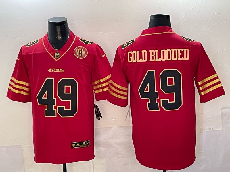 Men 2026 San Francisco 49ers #49 Gold blooded red gold Nike Limited NFL Jersey style 05